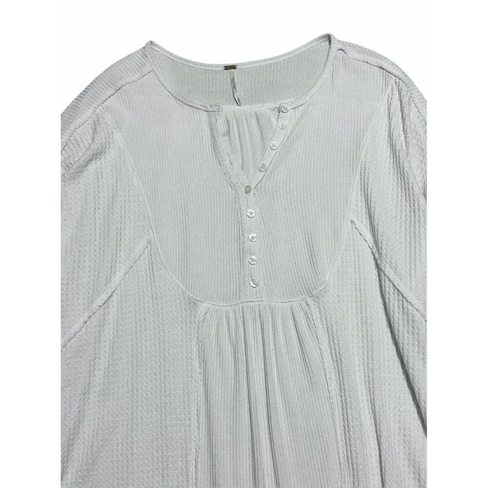 FREE PEOPLE NWT White Long Sleeve Oversized Henley Top M
